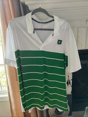 Nike White and Green Striped Men’s Polo, Oregon Ducks, NWT, 3X